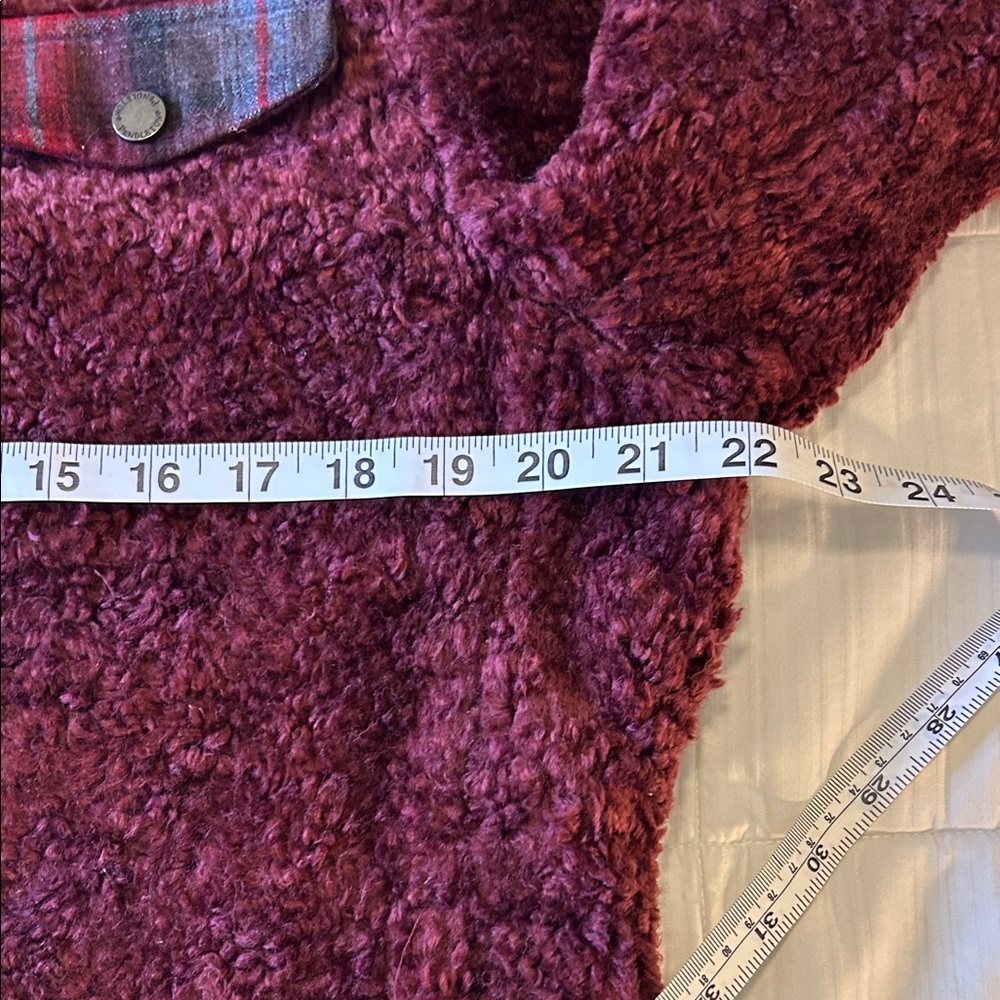 Pendleton Maroon Fleece Jacket with Plaid Detail Size Large - Picture 7 of 10